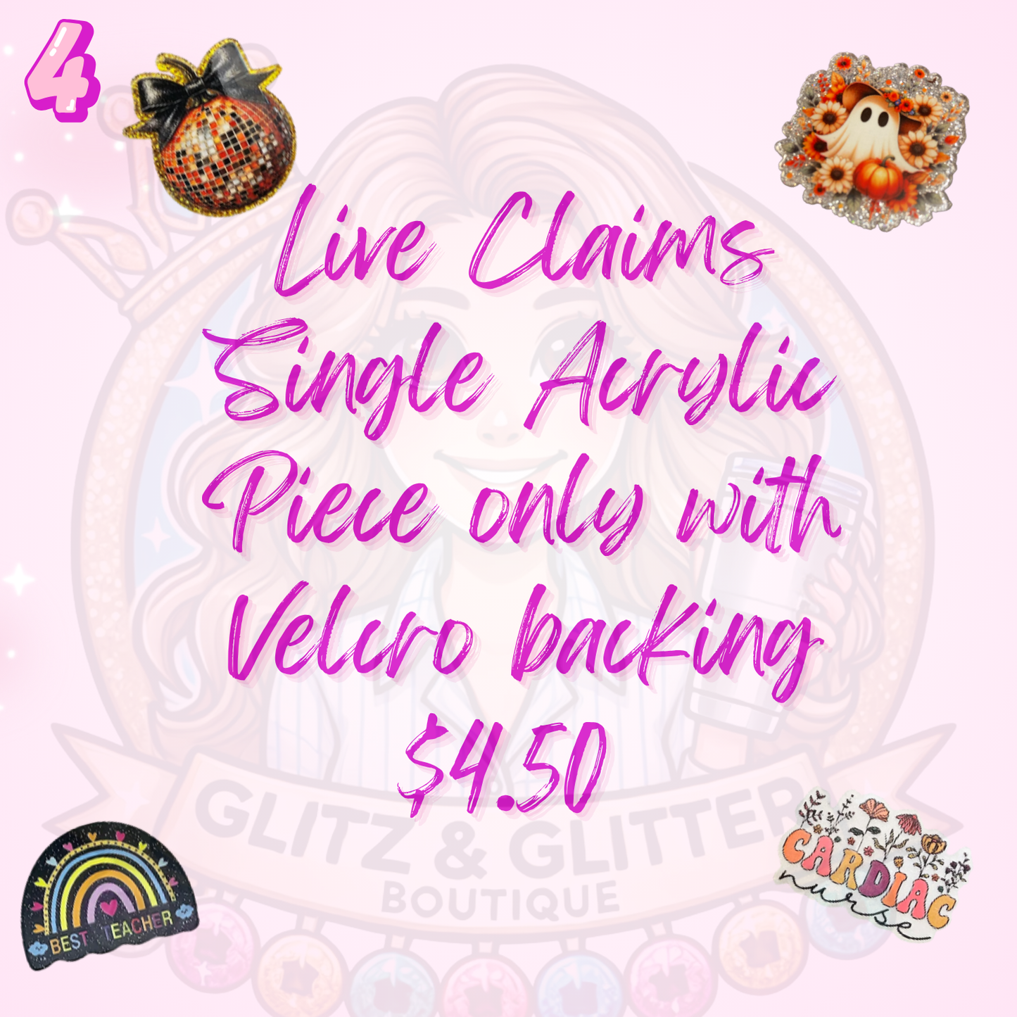 Single Acrylics live claims single piece only with Velcro