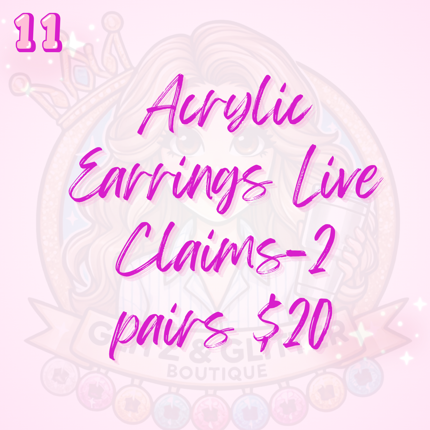 Acrylic earrings live claims (2 pairs)