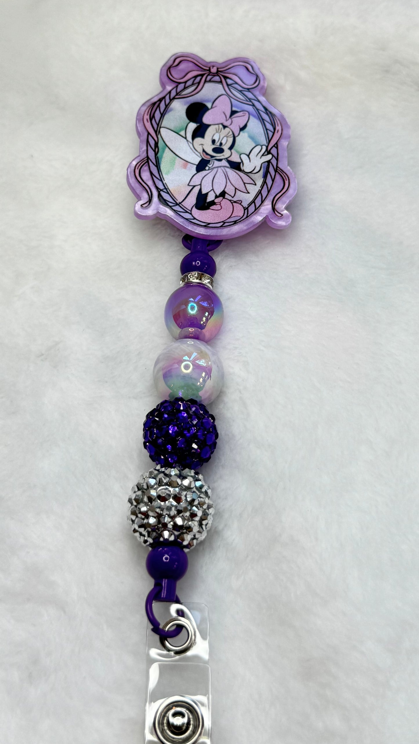 BR36 Minnie Mouse Beaded Badge Reel
