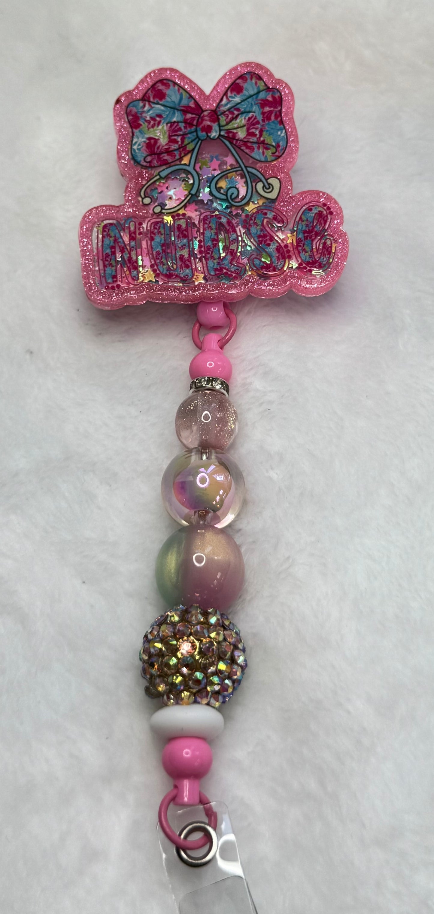 BR28 Nurse Stethoscope Bow Shaker Badge Reel