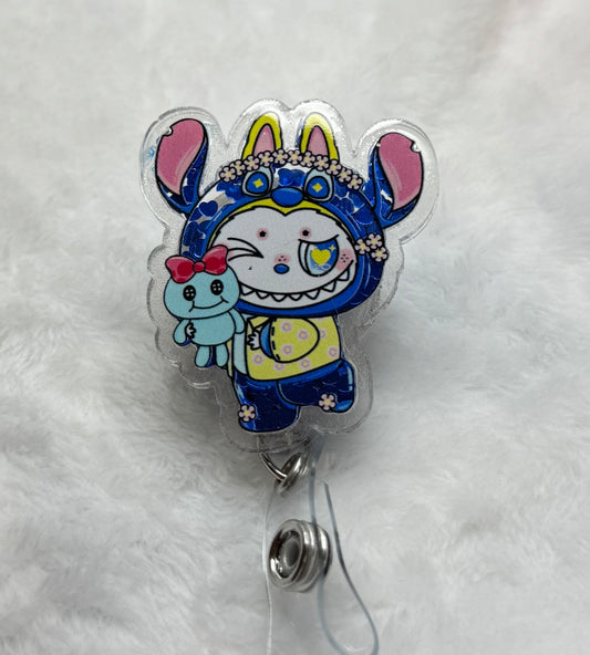 BR19 Labubu Stitch Shake Badge Reel