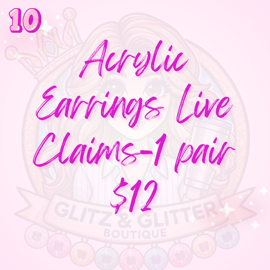 Acrylic earrings live claims (1 pair)